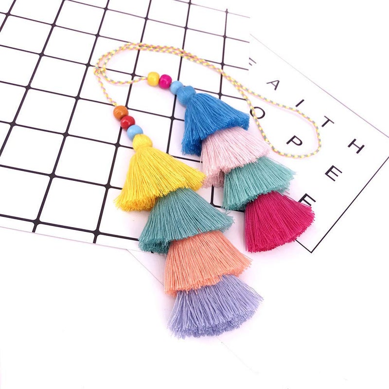 QTMY Colorful Tassel Bag Charm for Women,Layered Tassel Keychain Keyring Purse Handbag Decor Pendant (1) - Image 5
